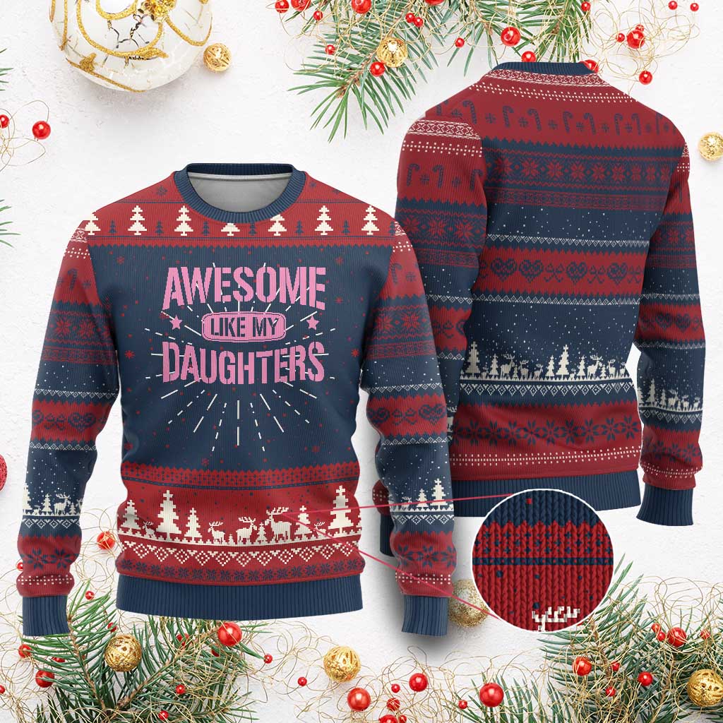 Awesome Like My Daughters Knitted Sweatshirt Funny Girl Dad Fathers Day - Wonder Print Shop
