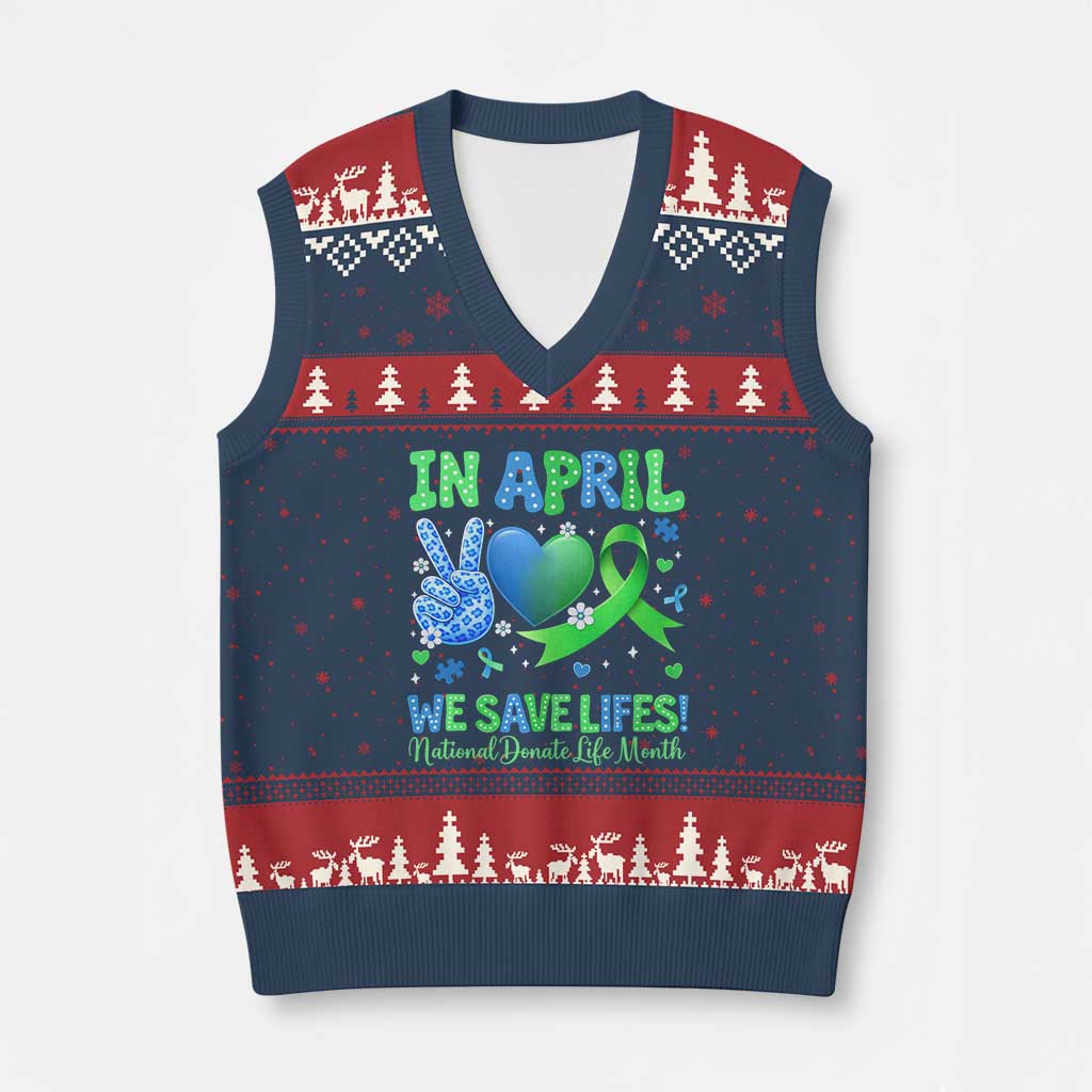 Donate Life Month V-Neck Knit Sweater Vest In April We Save Lives Organ Donation