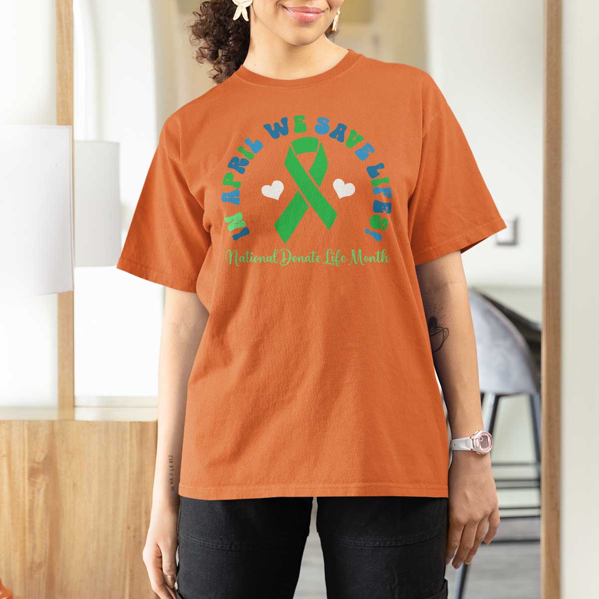 National Donate Life Month T Shirt For Women Green Ribbon Organ Donation In April We Save Lives