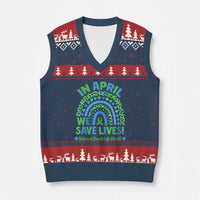National Donate Life Month V-Neck Knit Sweater Vest In April We Save Lives Organ Donation Support Green Ribbon