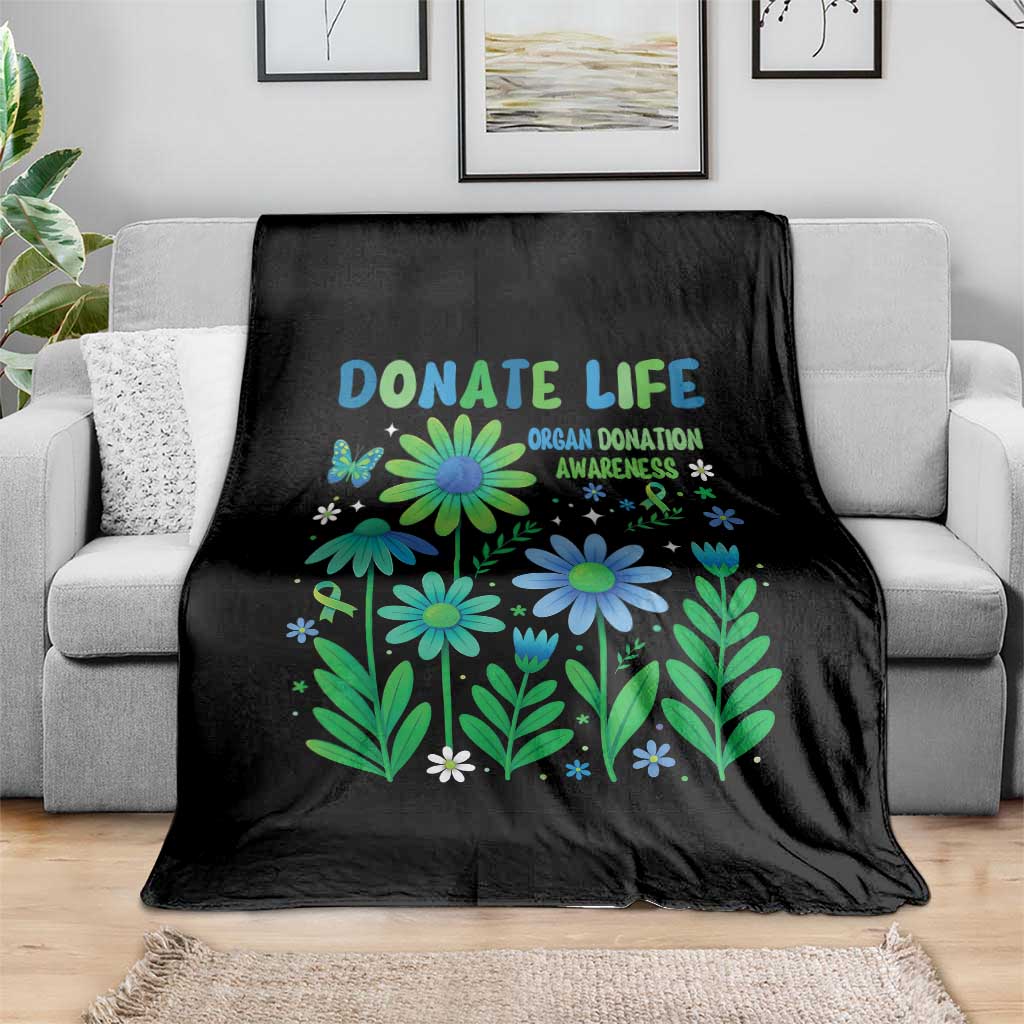 Organ Donation Awareness Throw Blanket Green Ribbon Donate Life Floral