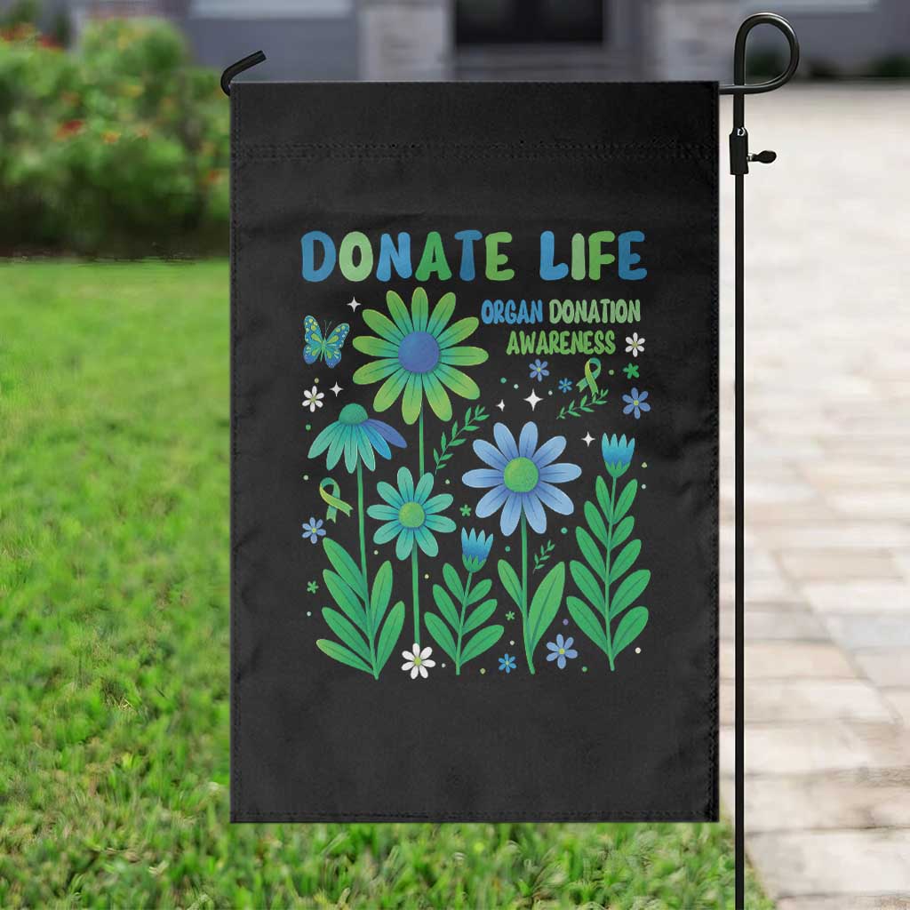 Organ Donation Awareness Garden Flag Green Ribbon Donate Life Floral