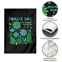Organ Donation Awareness Garden Flag Green Ribbon Donate Life Floral