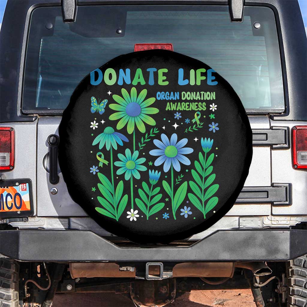 Organ Donation Awareness Spare Tire Cover Green Ribbon Donate Life Floral