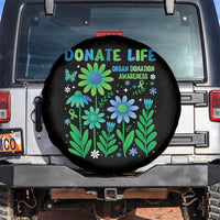 Organ Donation Awareness Spare Tire Cover Green Ribbon Donate Life Floral