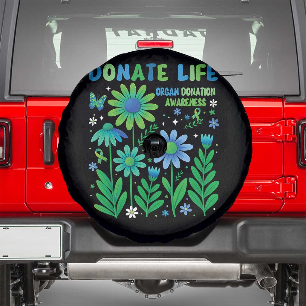 Organ Donation Awareness Spare Tire Cover Green Ribbon Donate Life Floral