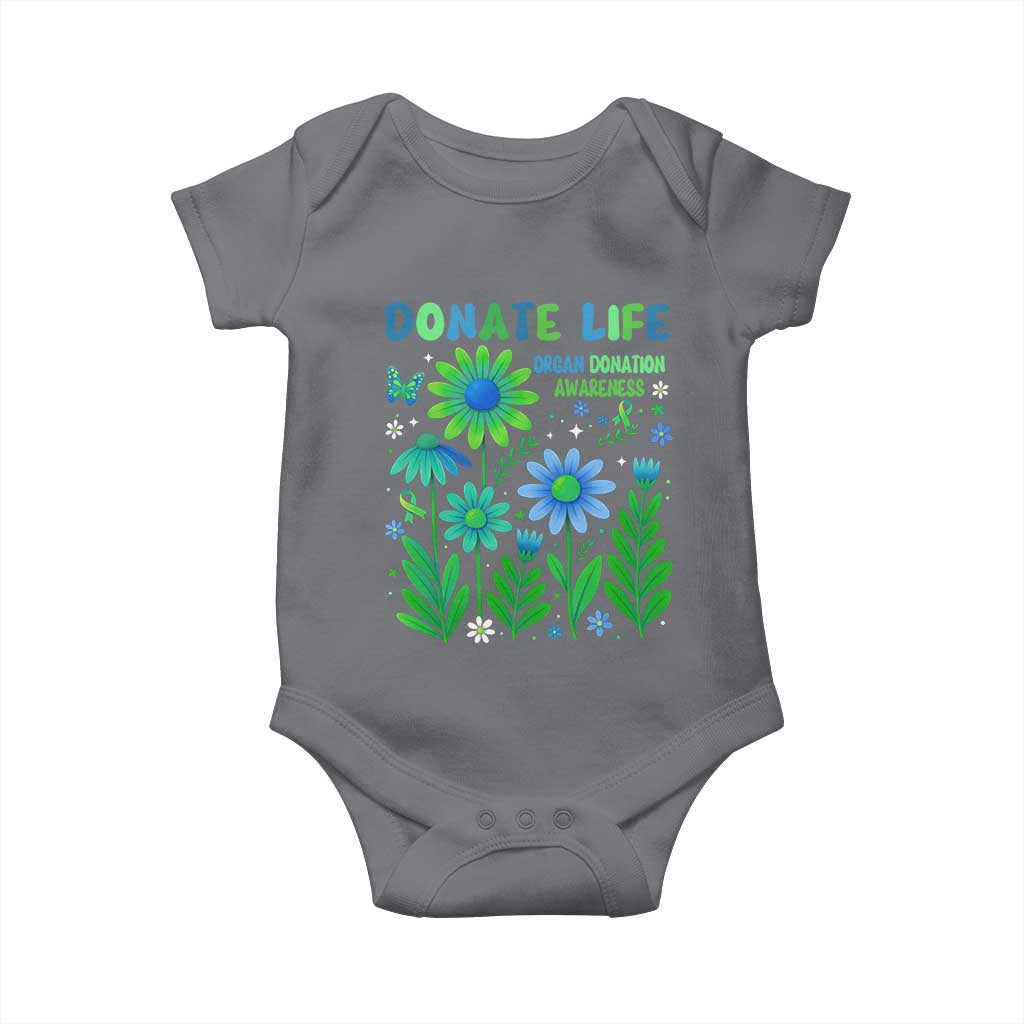 Organ Donation Awareness Baby Onesie Green Ribbon Donate Life Floral