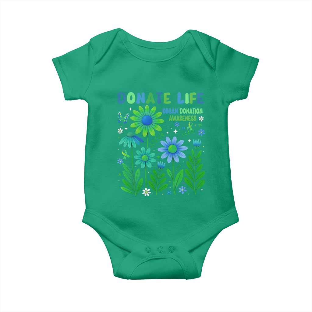 Organ Donation Awareness Baby Onesie Green Ribbon Donate Life Floral