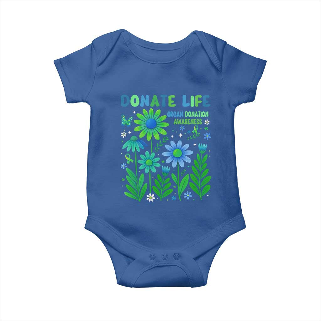 Organ Donation Awareness Baby Onesie Green Ribbon Donate Life Floral