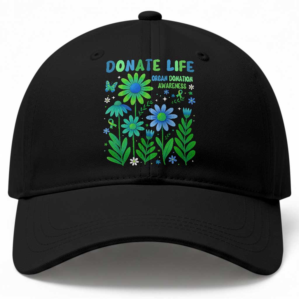 Organ Donation Awareness Baseball Cap Green Ribbon Donate Life Floral