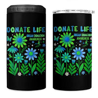 Organ Donation Awareness 4 in 1 Can Cooler Tumbler Green Ribbon Donate Life Floral