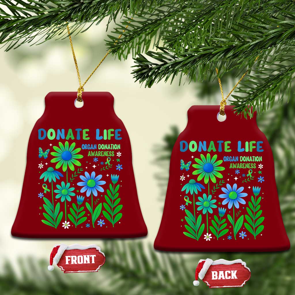 Organ Donation Awareness Ceramic Ornament Green Ribbon Donate Life Floral