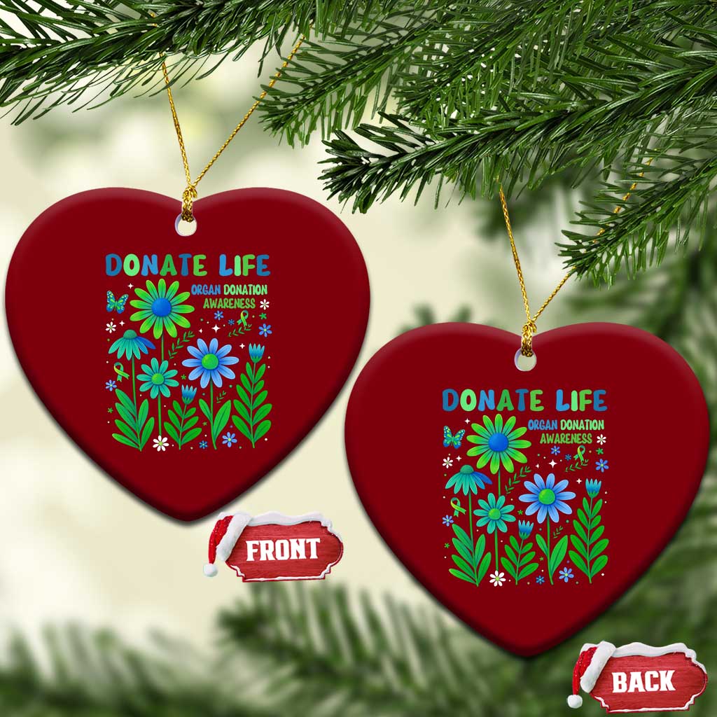 Organ Donation Awareness Ceramic Ornament Green Ribbon Donate Life Floral