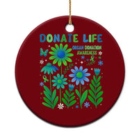 Organ Donation Awareness Ceramic Ornament Green Ribbon Donate Life Floral