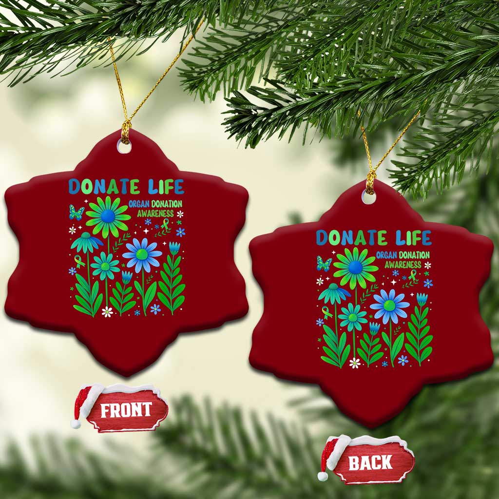Organ Donation Awareness Ceramic Ornament Green Ribbon Donate Life Floral