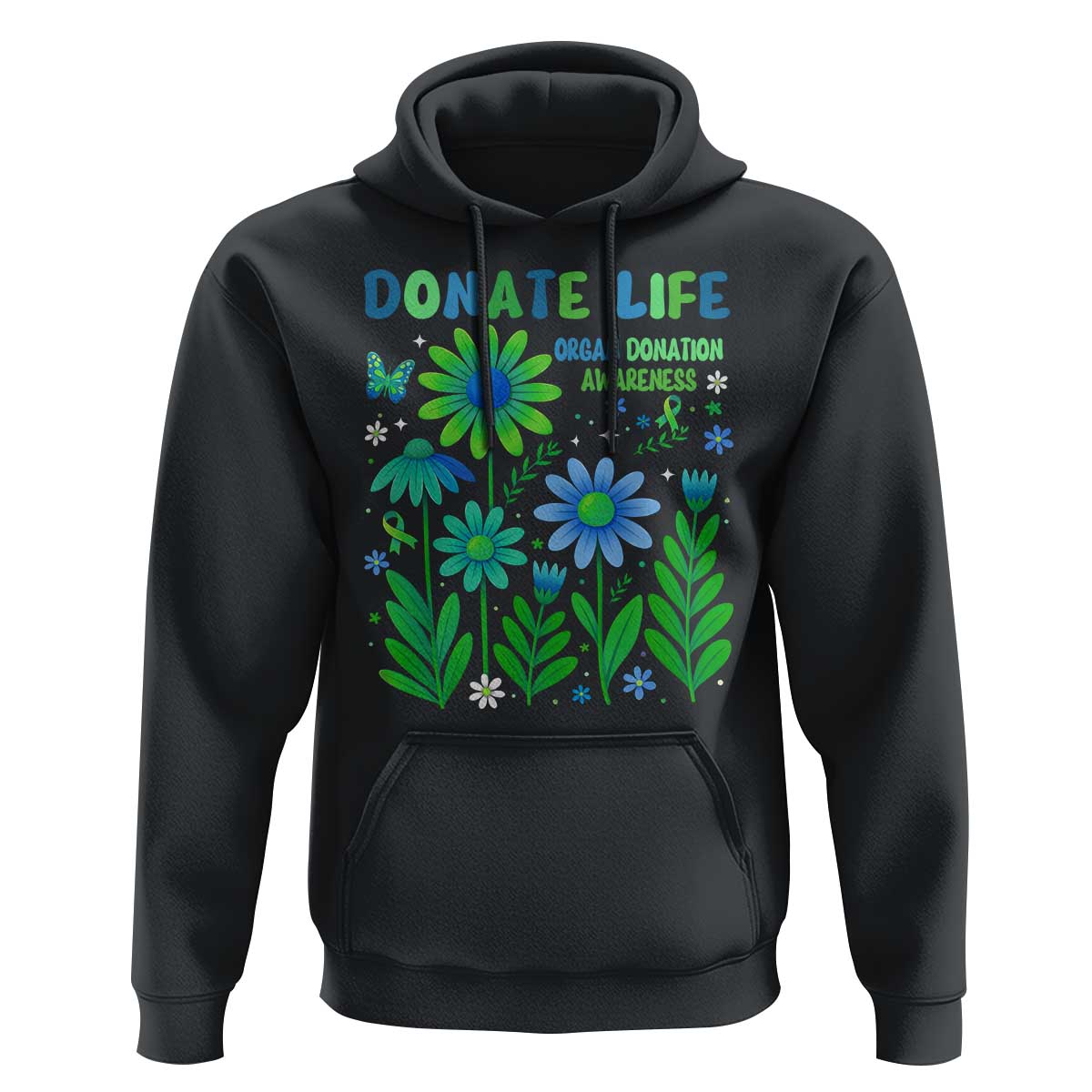 Organ Donation Awareness Hoodie Green Ribbon Donate Life Floral
