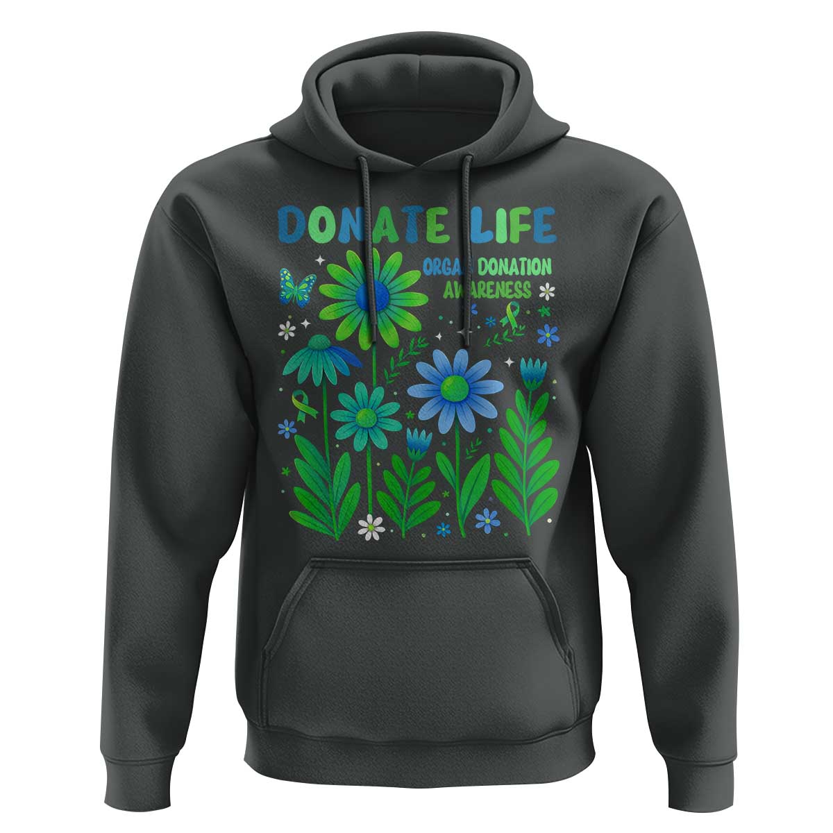 Organ Donation Awareness Hoodie Green Ribbon Donate Life Floral