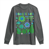 Organ Donation Awareness Long Sleeve Shirt Green Ribbon Donate Life Floral