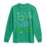 Organ Donation Awareness Long Sleeve Shirt Green Ribbon Donate Life Floral