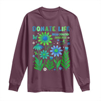 Organ Donation Awareness Long Sleeve Shirt Green Ribbon Donate Life Floral