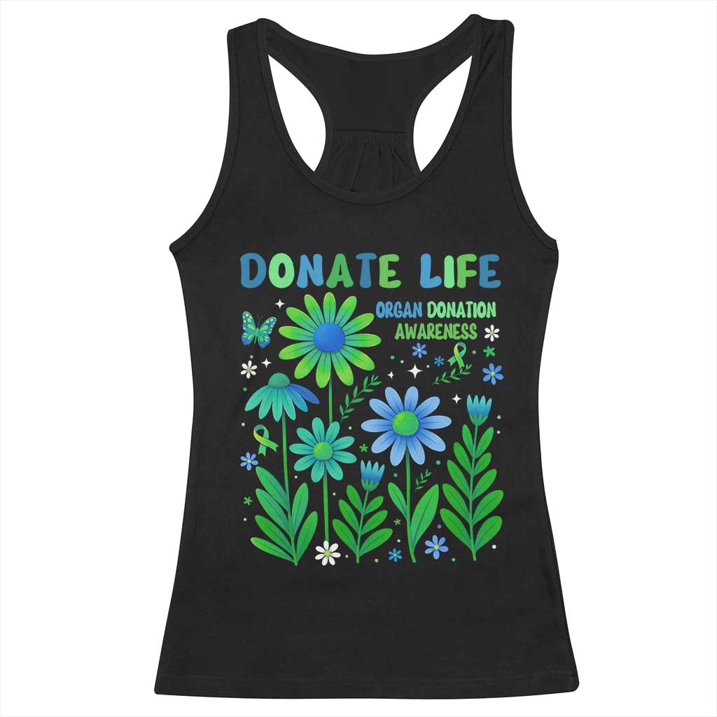 Organ Donation Awareness Racerback Tank Top Green Ribbon Donate Life Floral