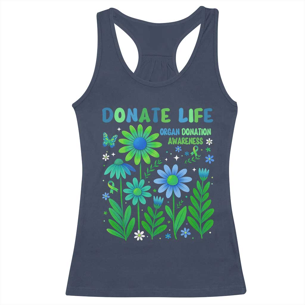 Organ Donation Awareness Racerback Tank Top Green Ribbon Donate Life Floral
