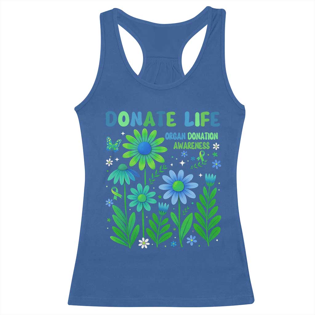 Organ Donation Awareness Racerback Tank Top Green Ribbon Donate Life Floral