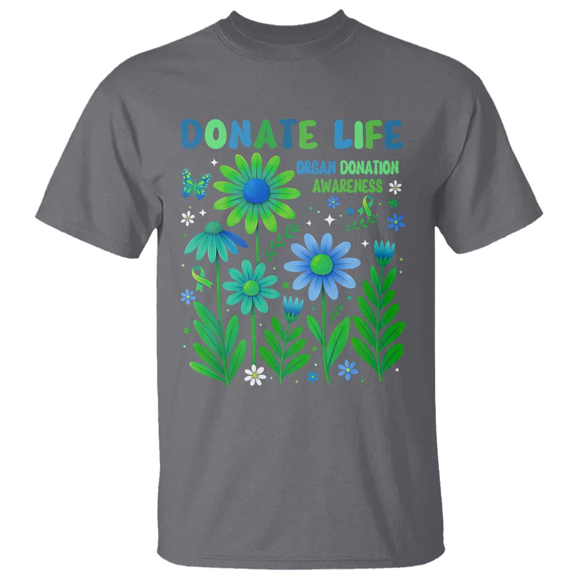 Organ Donation Awareness T Shirt Green Ribbon Donate Life Floral
