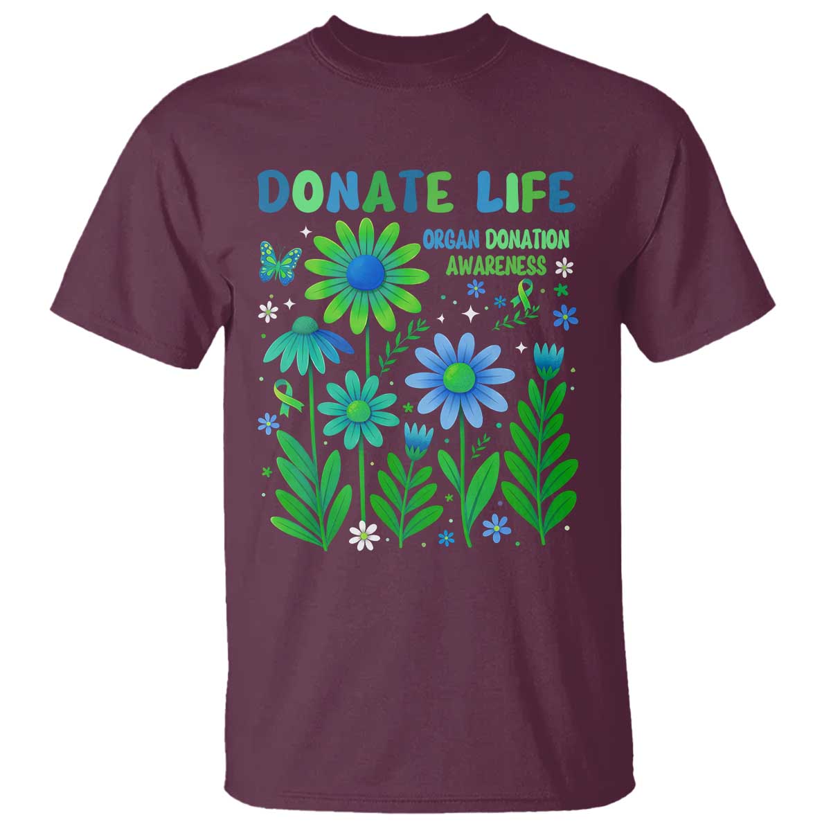 Organ Donation Awareness T Shirt Green Ribbon Donate Life Floral