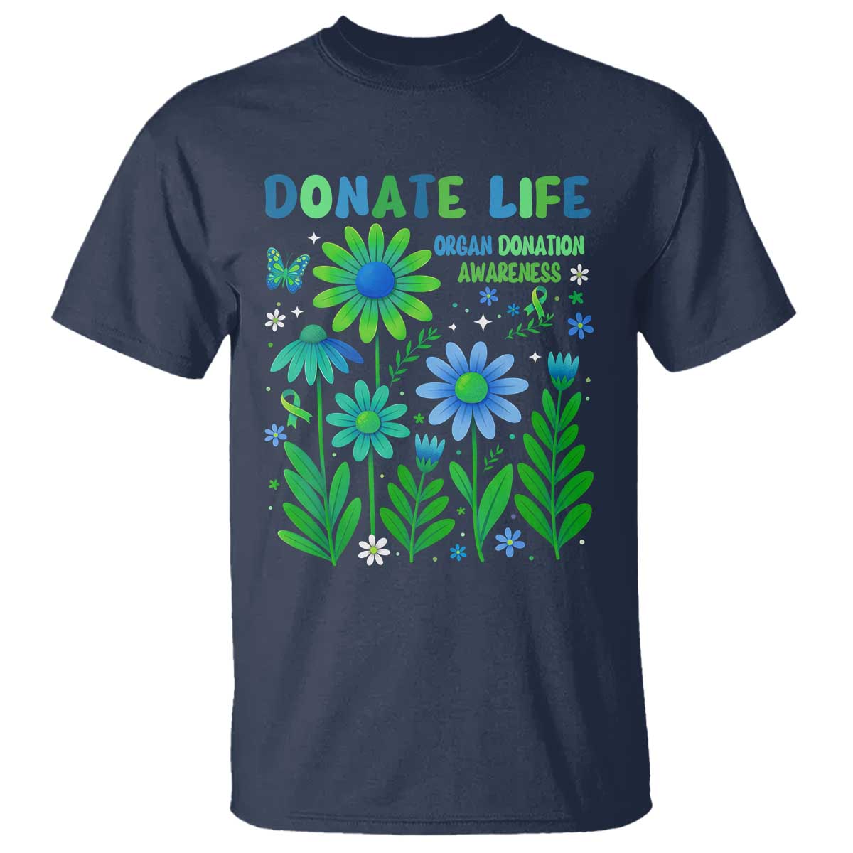 Organ Donation Awareness T Shirt Green Ribbon Donate Life Floral