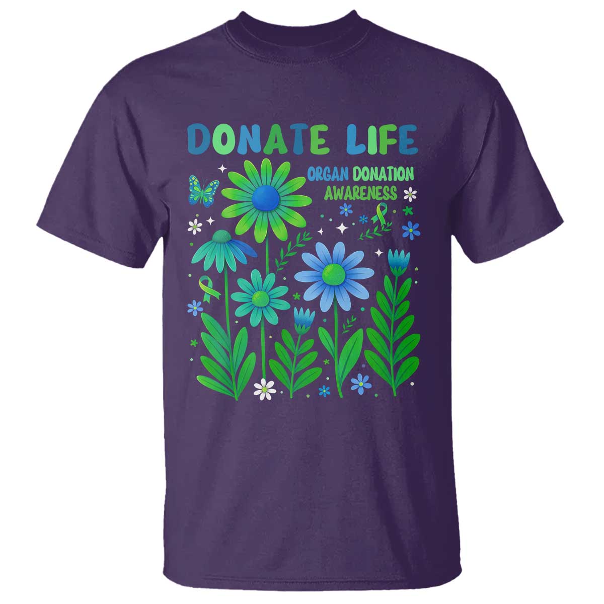 Organ Donation Awareness T Shirt Green Ribbon Donate Life Floral