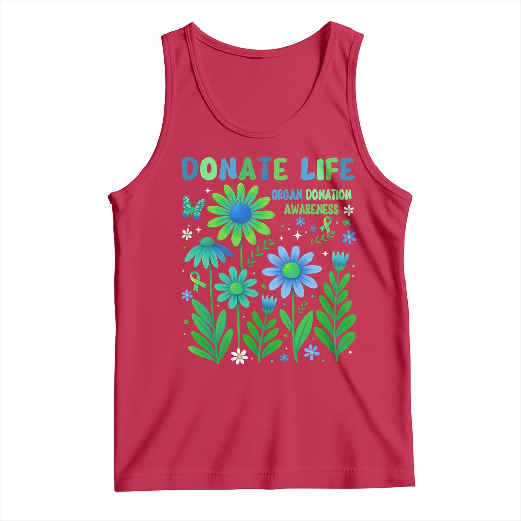 Organ Donation Awareness Tank Top Green Ribbon Donate Life Floral