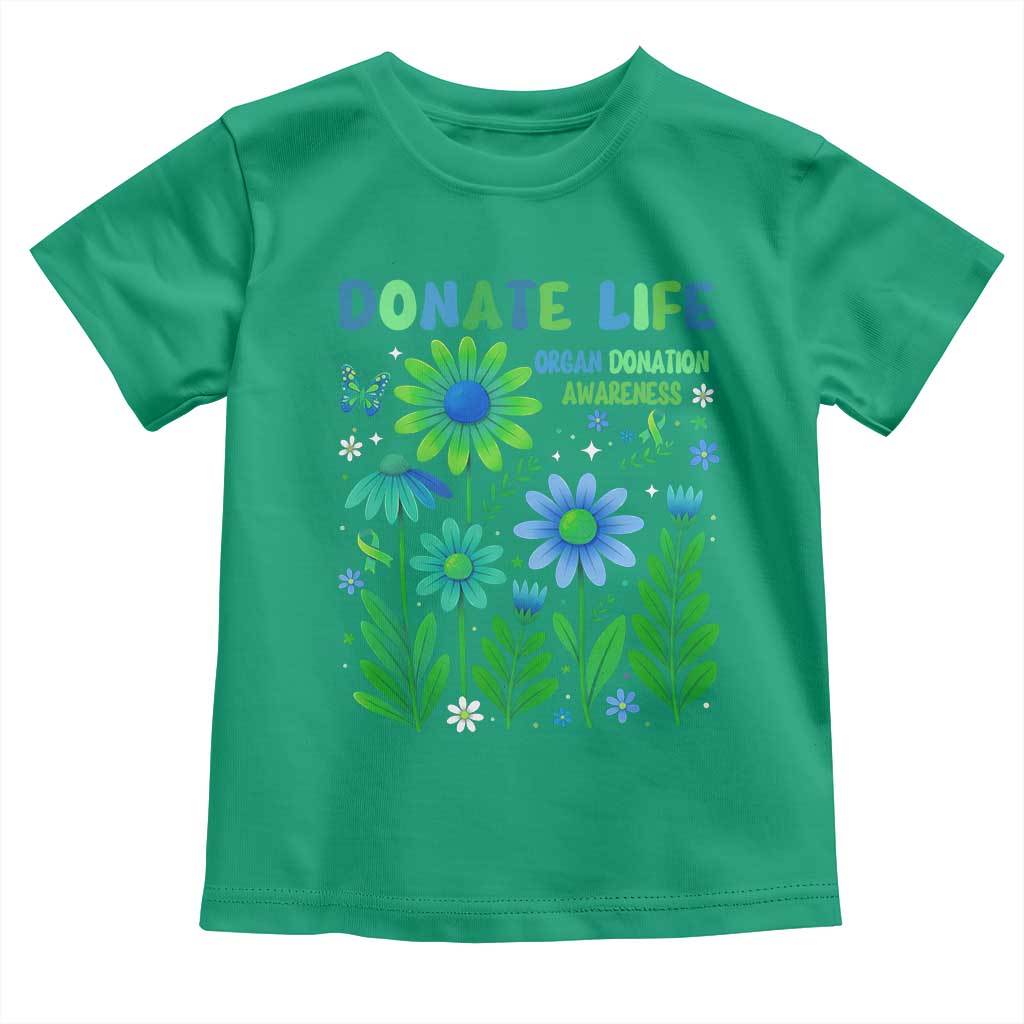 Organ Donation Awareness Toddler T Shirt Green Ribbon Donate Life Floral