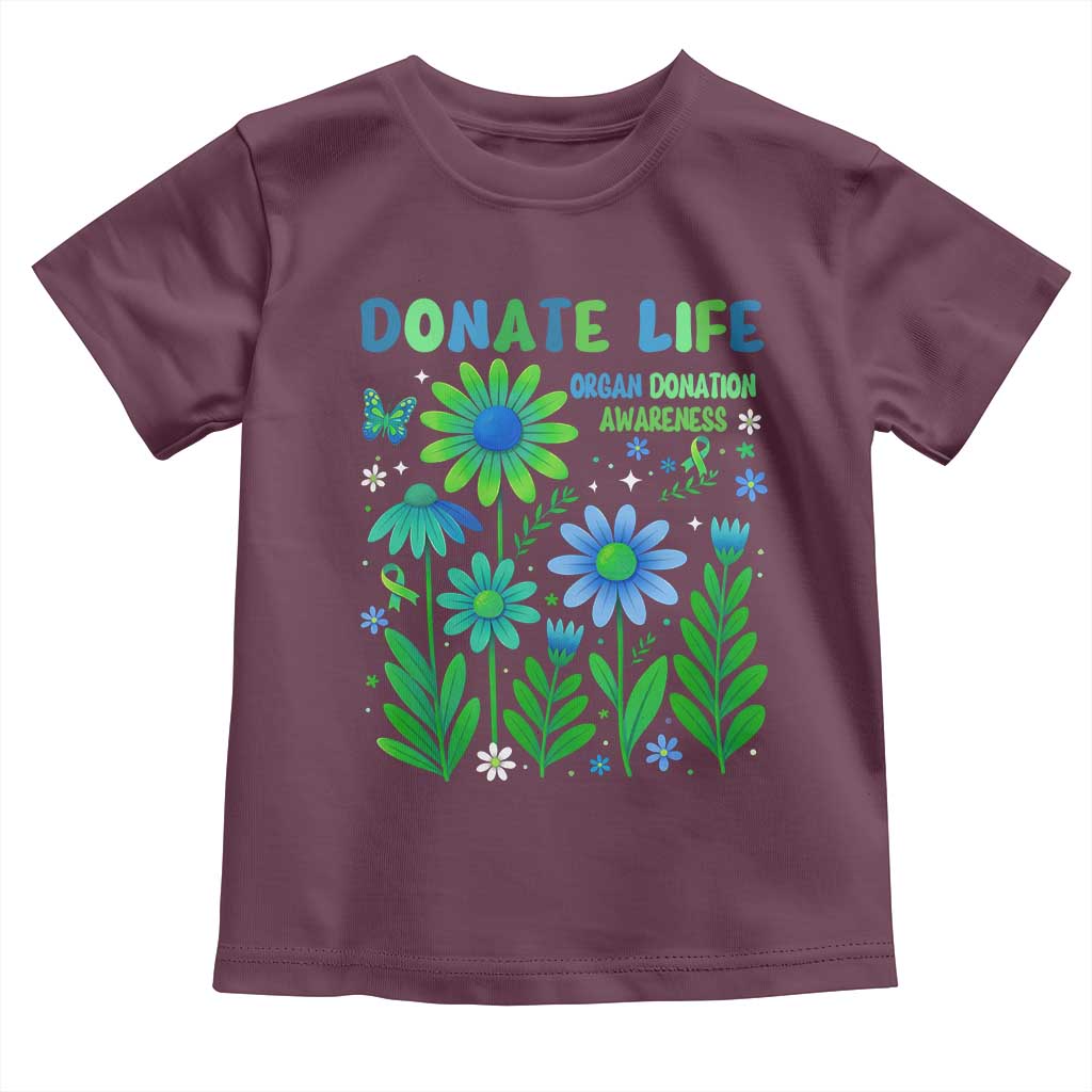 Organ Donation Awareness Toddler T Shirt Green Ribbon Donate Life Floral