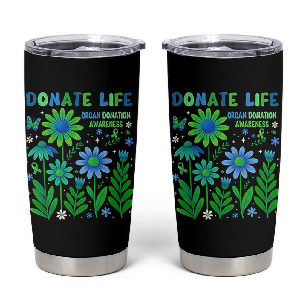 Organ Donation Awareness Tumbler Cup Green Ribbon Donate Life Floral