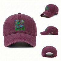 Organ Donation Awareness Washed Cotton Baseball Cap Green Ribbon Donate Life Floral