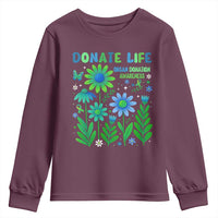 Organ Donation Awareness Youth Sweatshirt Green Ribbon Donate Life Floral