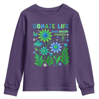 Organ Donation Awareness Youth Sweatshirt Green Ribbon Donate Life Floral