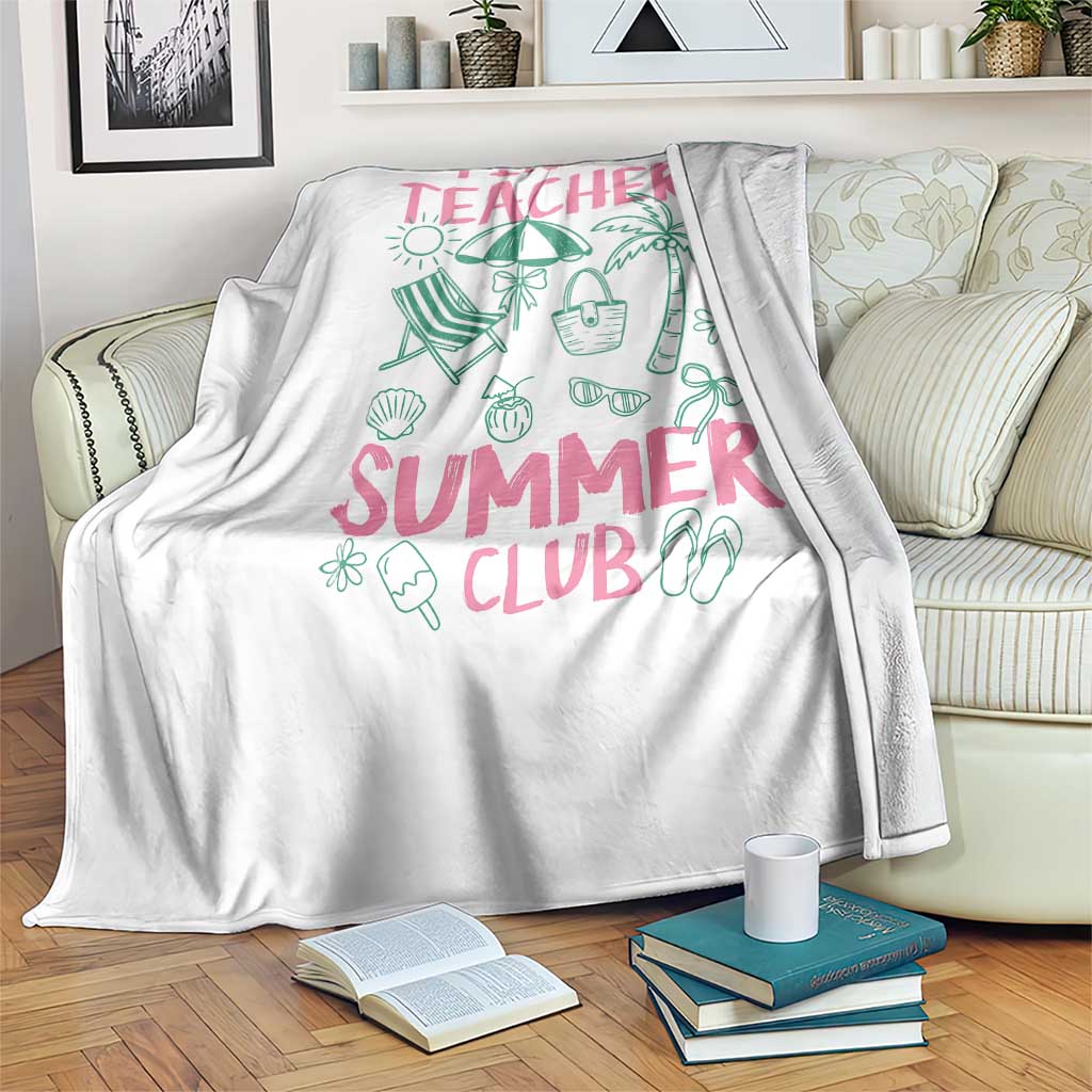 Tired Teachers Summer Club Throw Blanket Funny Retro Teacher Summer Vacation