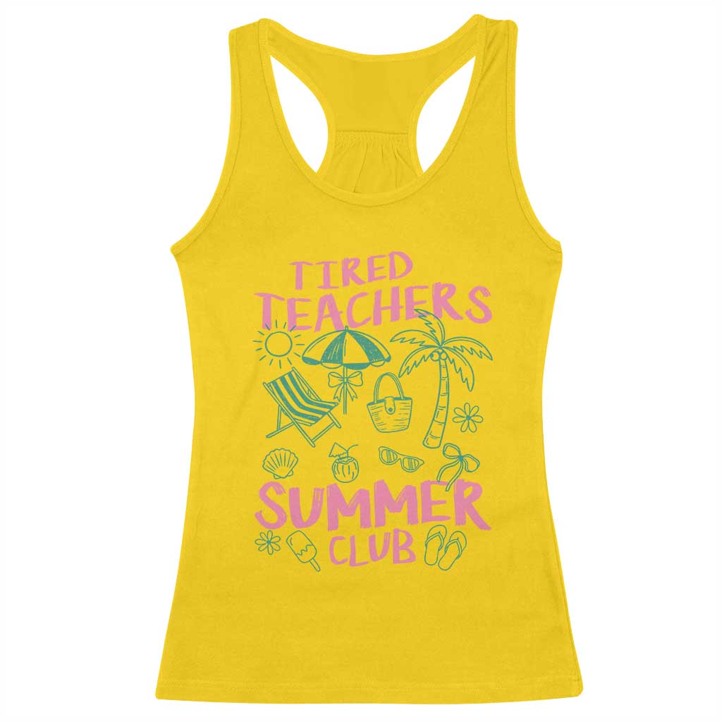Tired Teachers Summer Club Racerback Tank Top Funny Retro Teacher Summer Vacation