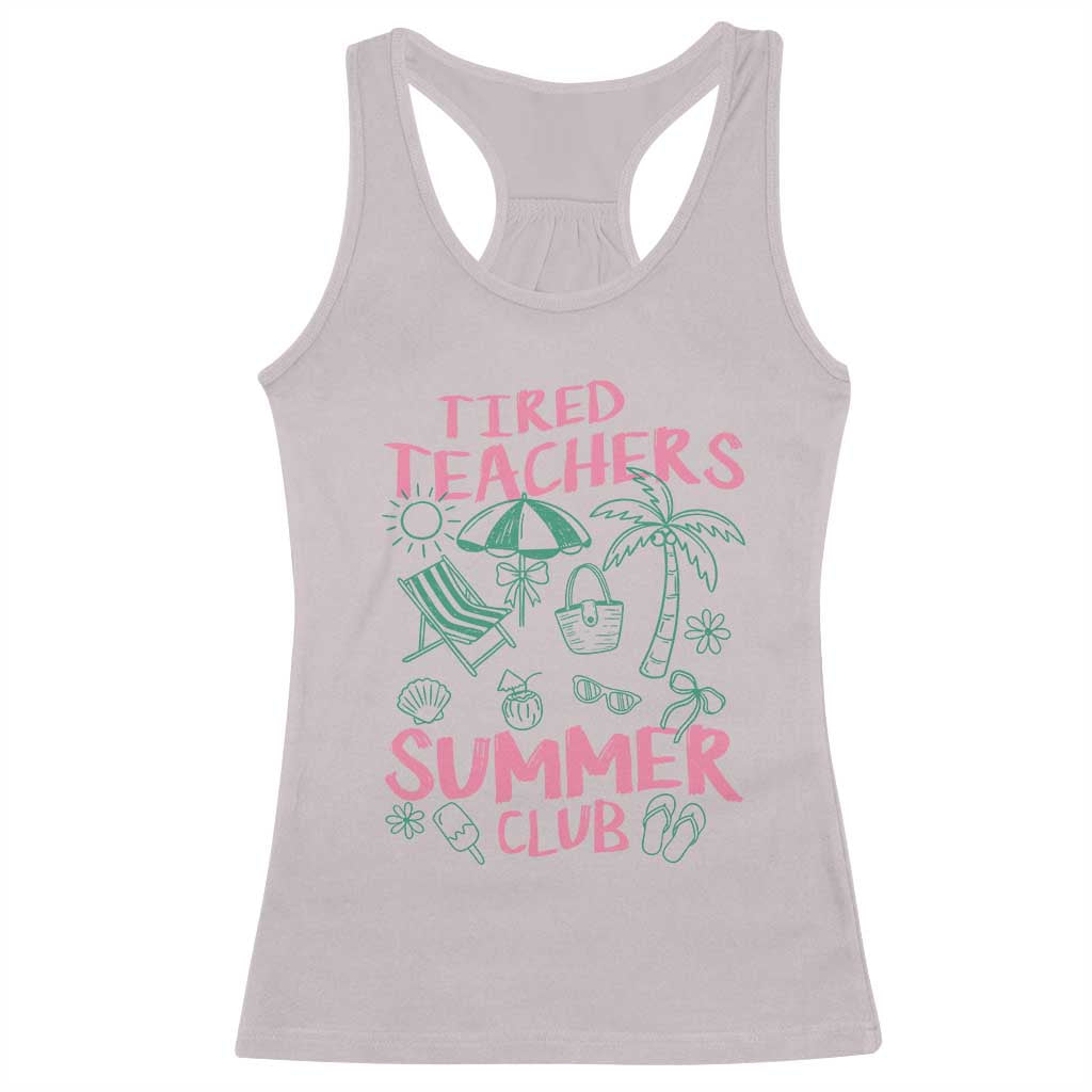 Tired Teachers Summer Club Racerback Tank Top Funny Retro Teacher Summer Vacation