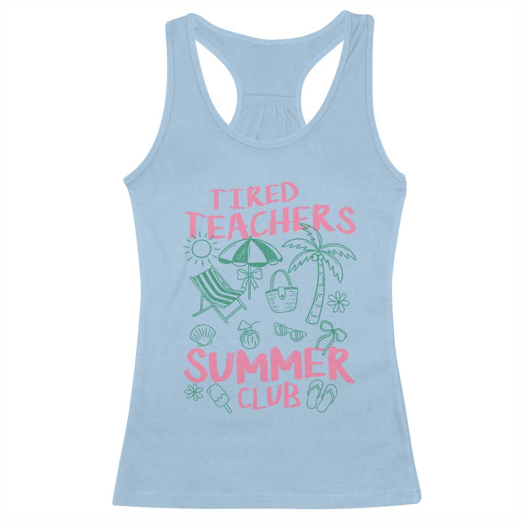 Tired Teachers Summer Club Racerback Tank Top Funny Retro Teacher Summer Vacation
