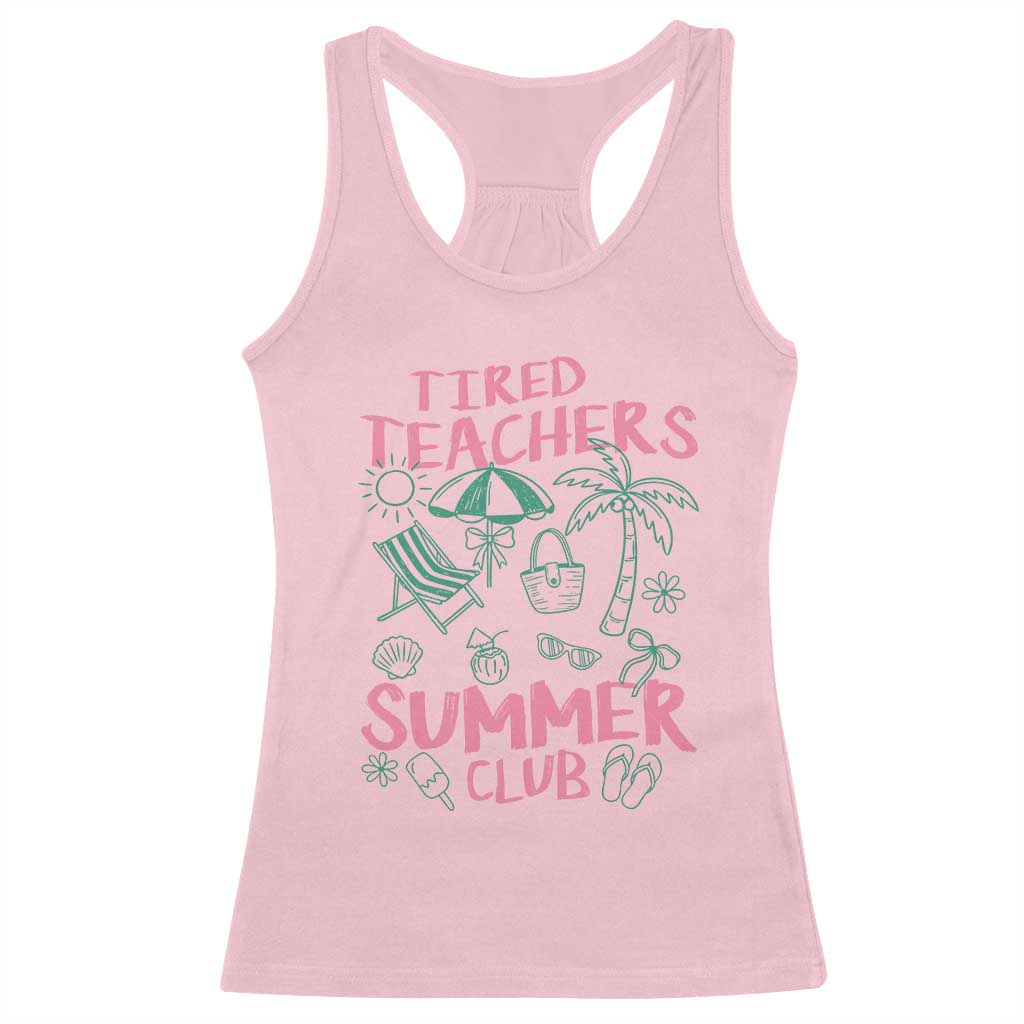 Tired Teachers Summer Club Racerback Tank Top Funny Retro Teacher Summer Vacation