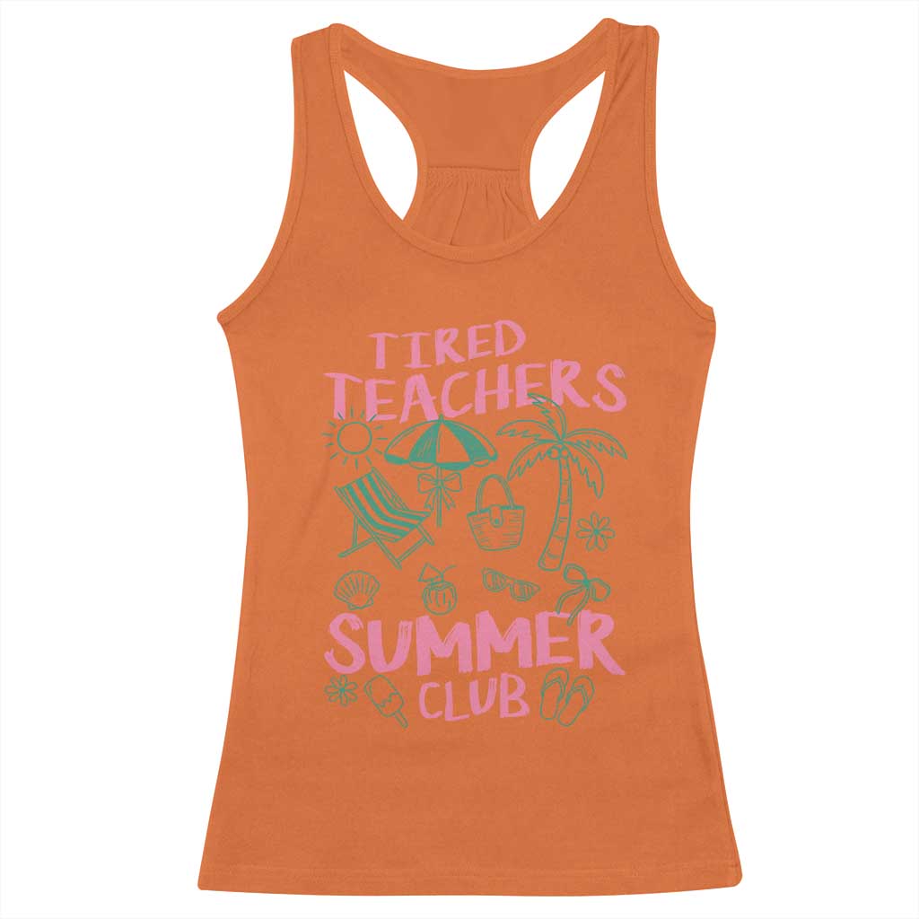 Tired Teachers Summer Club Racerback Tank Top Funny Retro Teacher Summer Vacation