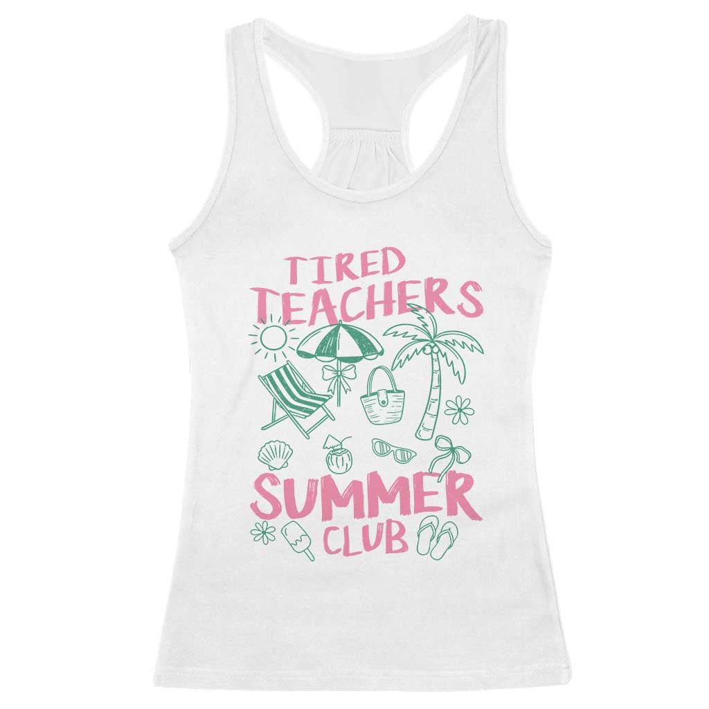 Tired Teachers Summer Club Racerback Tank Top Funny Retro Teacher Summer Vacation