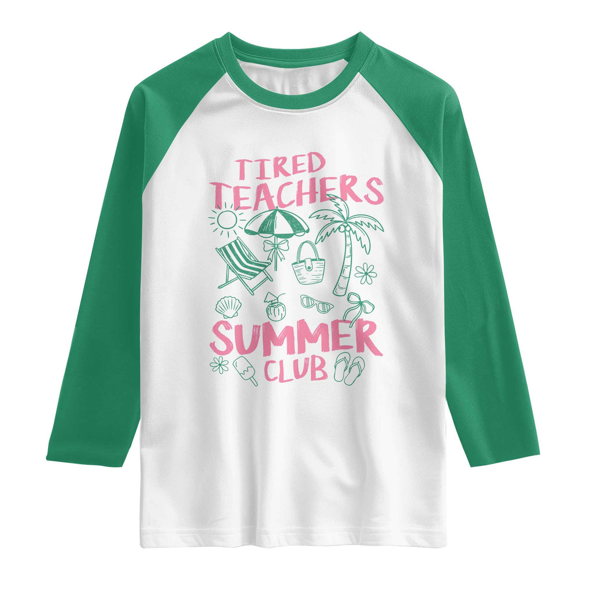 Tired Teachers Summer Club Raglan Shirt Funny Retro Teacher Summer Vacation