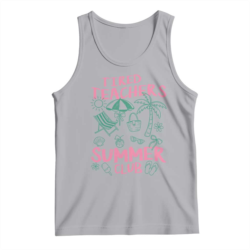 Tired Teachers Summer Club Tank Top Funny Retro Teacher Summer Vacation