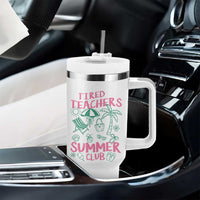 Tired Teachers Summer Club Tumbler With Handle Funny Retro Teacher Summer Vacation