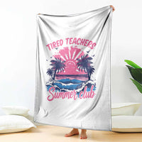 Tired Teachers Summer Club Throw Blanket Retro Mama Summer Beach Vacation Gift