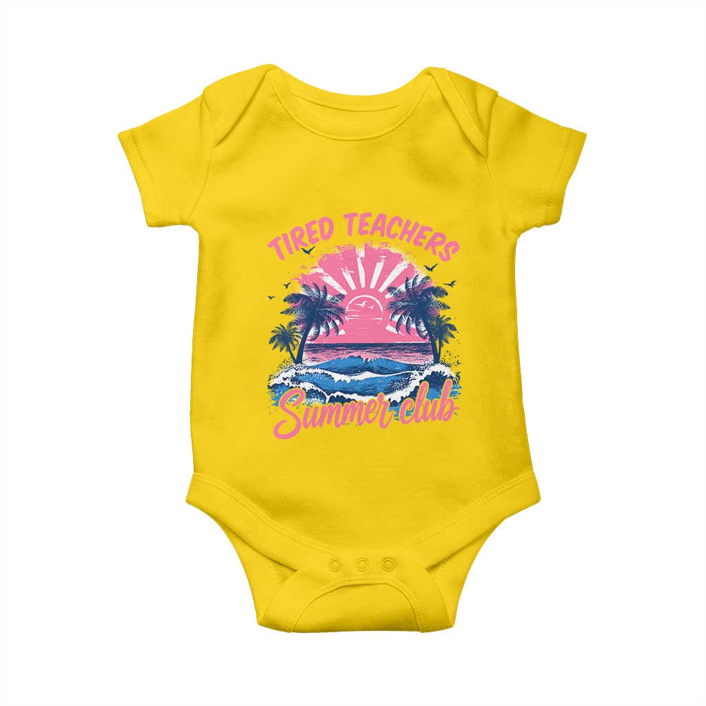 Tired Teachers Summer Club Baby Onesie Retro Mama Summer Beach Vacation Gift